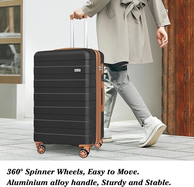 Zebra Luggage Sets 3 Piece, 20" Carry On Luggage with Spinner Wheels, Hardside Business Travel Suitcase Set with TSA Lock, Lightweight Suitcase,20/24/28 inch,Black Brown