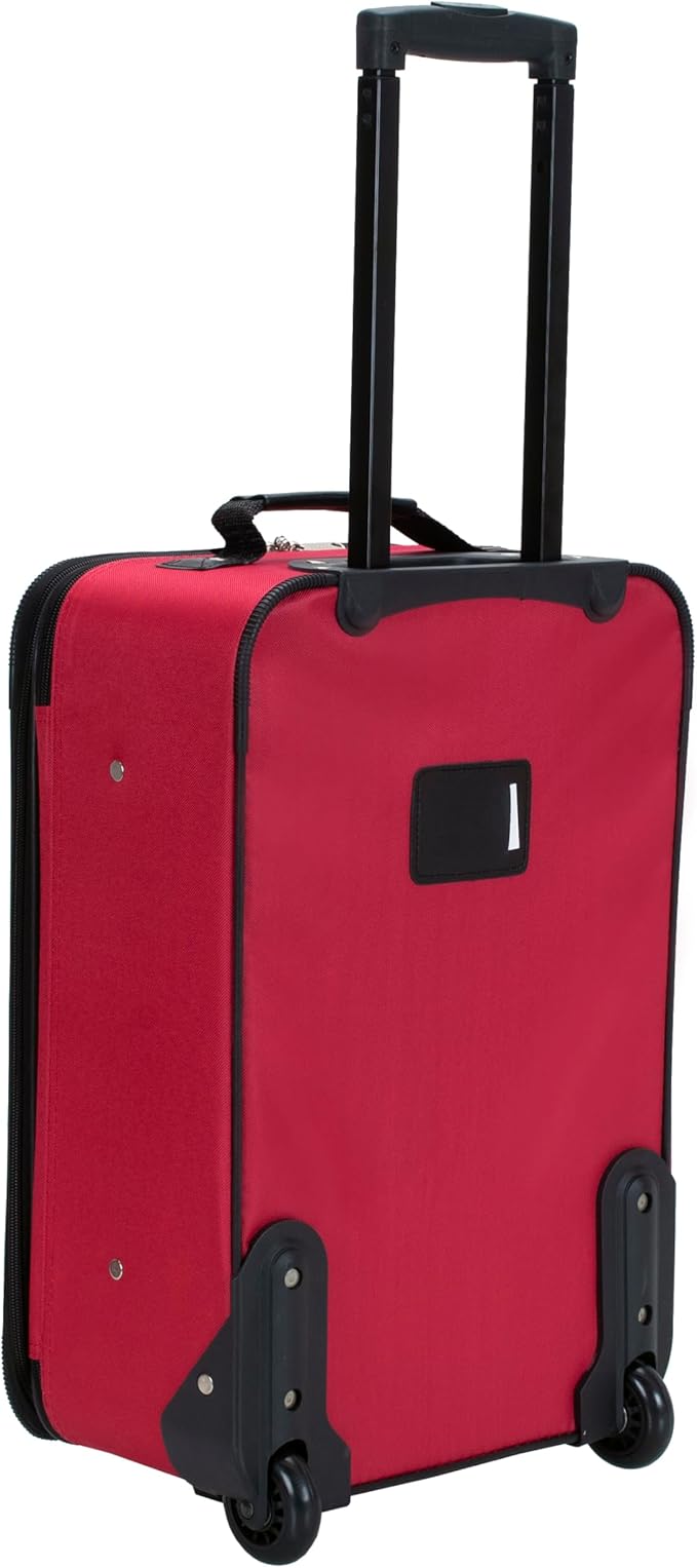 Rockland Fashion Softside Upright Luggage Set,Expandable, Red, 2-Piece (14/19)