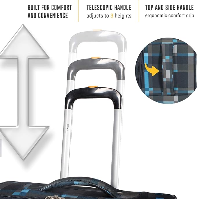 LUCAS Designer Luggage Collection - Expandable 24 Inch Softside Bag - Durable Mid-sized Ultra Lightweight Checked Suitcase with 8-Rolling Spinner Wheels (Old School Navy)