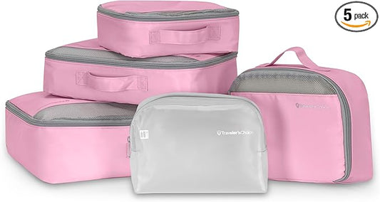 Traveler's Choice Cloverland Packing Cubes, 5-Piece Set, Pink