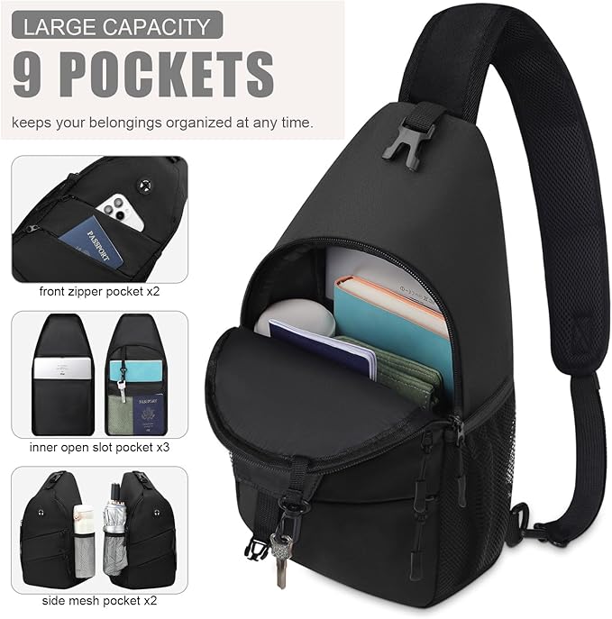 Crossbody Bags for Women Men Trendy Sling Bag Backpack Casual Chest Bag with Convertible Shoulder Strap