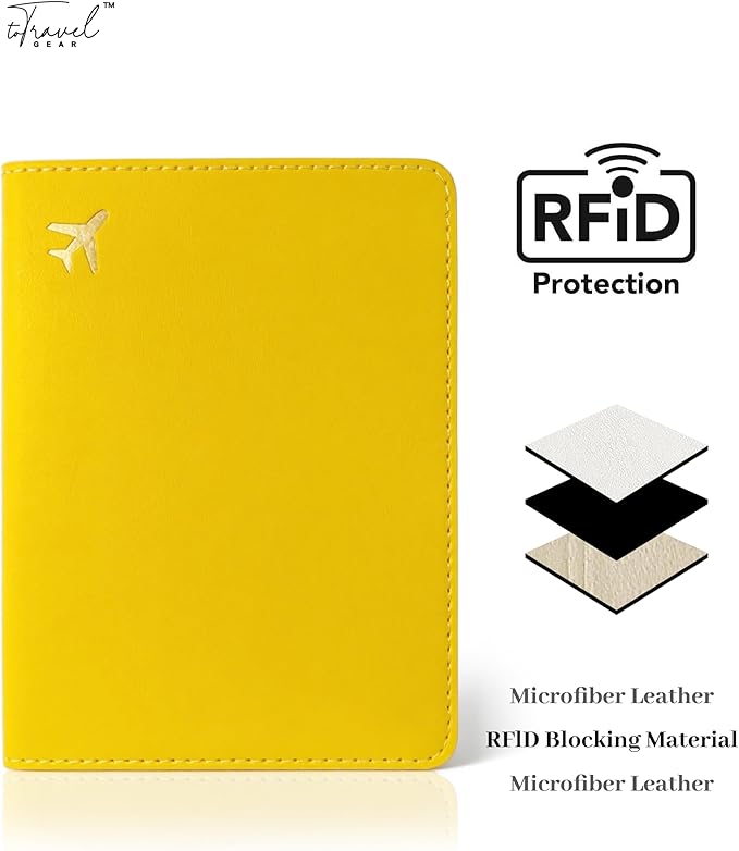 Passport Holder for Travel Essentials,RFID Blocking Passport Cover Case for Travel Accessories,Travel Wallet for Women Men (Lemon Yellow)
