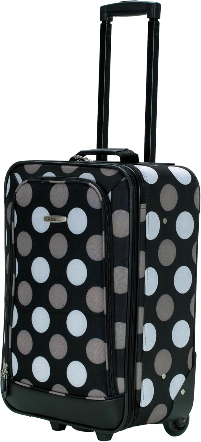 Rockland Fashion Softside Upright Luggage Set, Expandable, New Black Dot, 2-Piece (14/19)