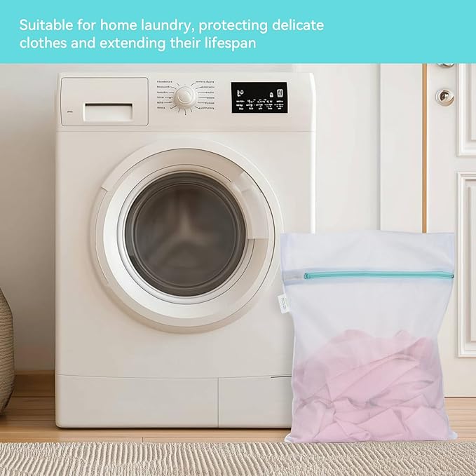 OTraki Mesh Laundry Bag for Delicates 20x24 inch Mesh Wash Bag for Washing Machine Zippered Net Laundry Bag for Bra Underwear College Dorm Home Don't Drying, Melting 140-176℉ White