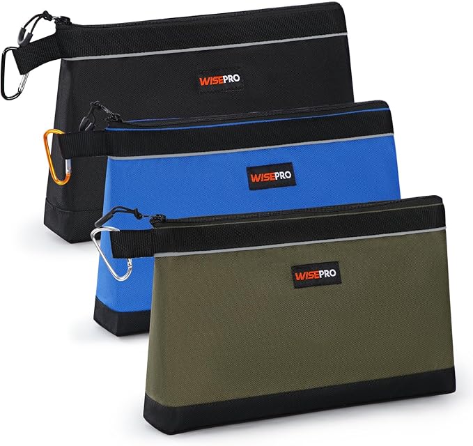 Zipper Tool Pouches, Multi-Purpose Utility Tool Bags Organizer for Small Hand Tools, Screws, Nails, Hardware, Pliers & Wrenches, Storage Pouch Set for Electricians, Plumbers, HVAC & Mechanics