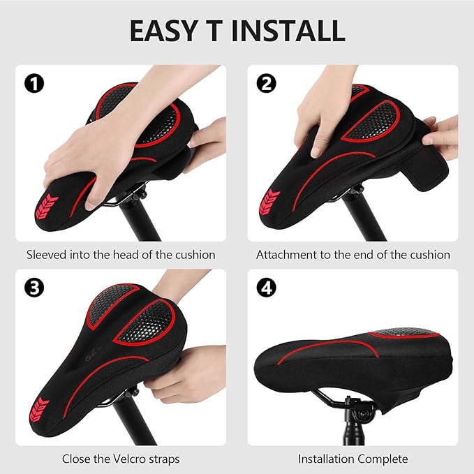 Bike Seat Cushion Gel Padded Bike Seat Cover Extra Soft Comfy for Men Women Comfort,with Peloton Stationary, Exercise, Mountain Bikes, Road & Electric