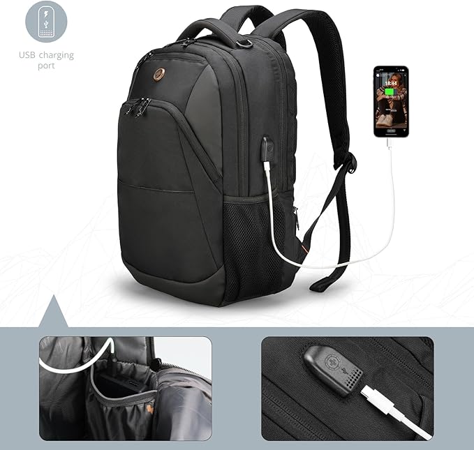 Swissdigital Design Business Laptop Backpack, College Laptops Backpack with USB Charging Port for Men and Women Fits 16 Inch Notebook, Black-Finder Color Random | SD1670BT013-01