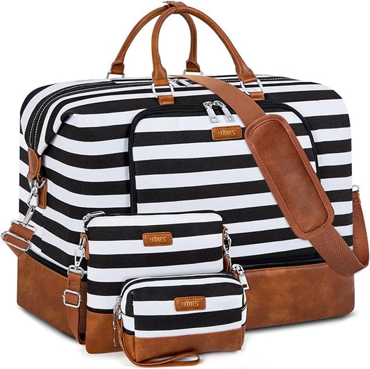 Travel Weekender Bag for Women, 21" Overnight Bag with Shoe Compartment 50L Large Travel Duffel Bag Carry On Tote for Weekend, Overnight, Business Trips, Water Resistant