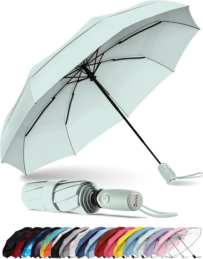 REPEL Windproof Travel Umbrella - Compact & Withstands Winds up to 85MPH , Strongest Premium Auto Folding Umbrella for Rain and Sun - Durable, Light & Portable for Women & Men , Fits Backpack & Cars