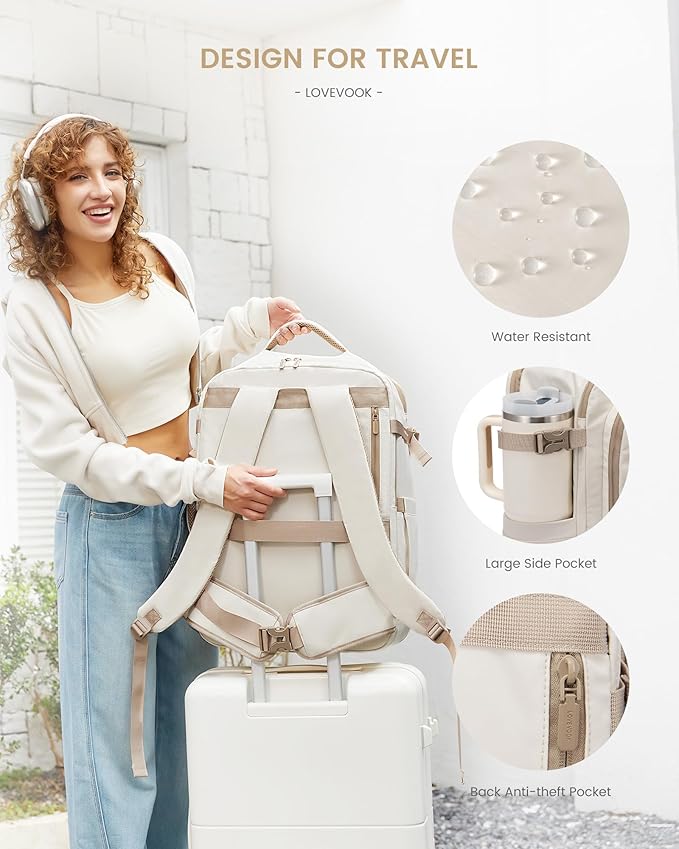 LOVEVOOK Travel Backpack for Women & Men, 60L Large Carry On Backpack Airline Approved, TSA Personal Item Weekender Bag, Laptop Backpacks with 3 Packing Cubes for Travel Essentials, Waist Belt