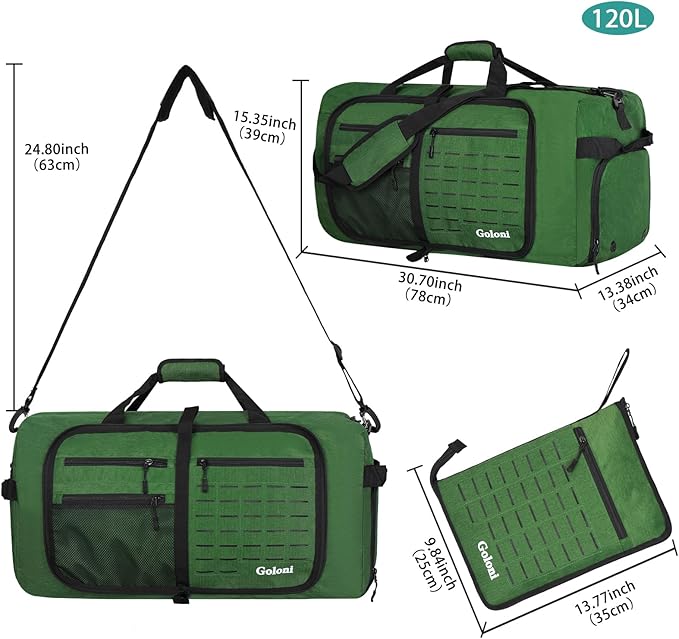 Foldable Travel Duffle Bag for Men Women, Waterproof with Shoe Compartment, 80L 120L Large Collapsible Luggage Bag, Lightweight Packable Duffel for Travel Sports Gym Airline Carry On Checked Bag