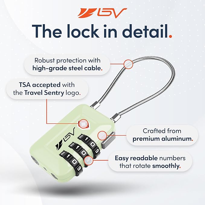 TSA Accepted Luggage Travel Lock, Set-Your-Own Combination Lock for School Gym Locker, Luggage Suitcase Baggage Locks, Filing Cabinets, Toolbox, Case (Mint Green, 2 Pack)