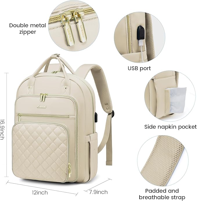 LOVEVOOK Laptop Backpack for Women, Water Resistant Travel Work Backpacks Purse College Business Teacher Nurse Computer bag with USB Charging Port, Fits 15.6" Laptop
