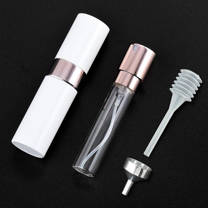 LISAPACK 8ML Atomizer Perfume Spray Bottle for Travel, Empty Refillable Cologne Dispenser, Portable Sprayer (White)
