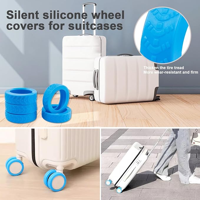 Wolfride 16Pcs Luggage Wheel Covers, Silicone Suitcase Wheel Protectors for 2-2.4" Spinner Wheels