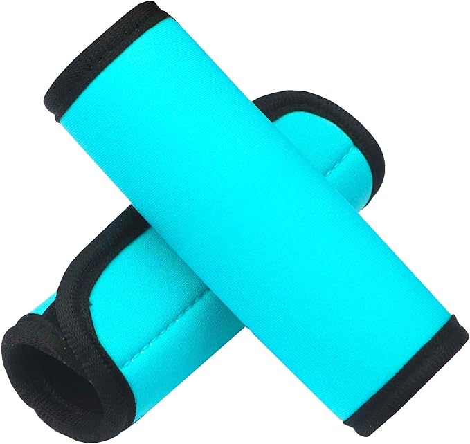 Luggage Handle Wrap 2 Pack Luggage Handle Wraps for Suitcase Bright Neoprene Luggage Handle Covers/Extender/Identifiers-Travel Accessories Must Haves (Aqua-2 Pack)