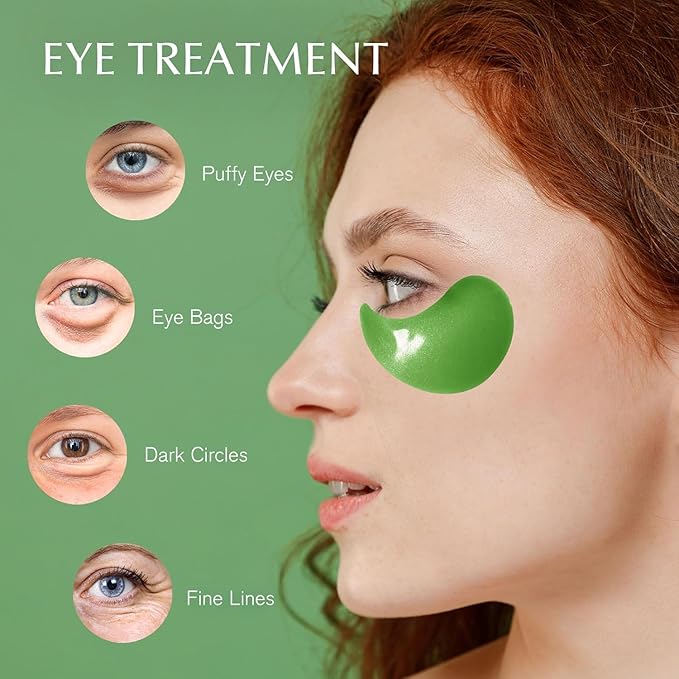 Under Eye Patches for Puffiness Kit: 120 Pcs Green Tea & Caffeine Eye Mask for Dark Circles and Anti-Aging - Day & Night Skin Eye Pads with Niacinamide, Collagen, Hyaluronic Acid & Vitamin C (2 Pack)