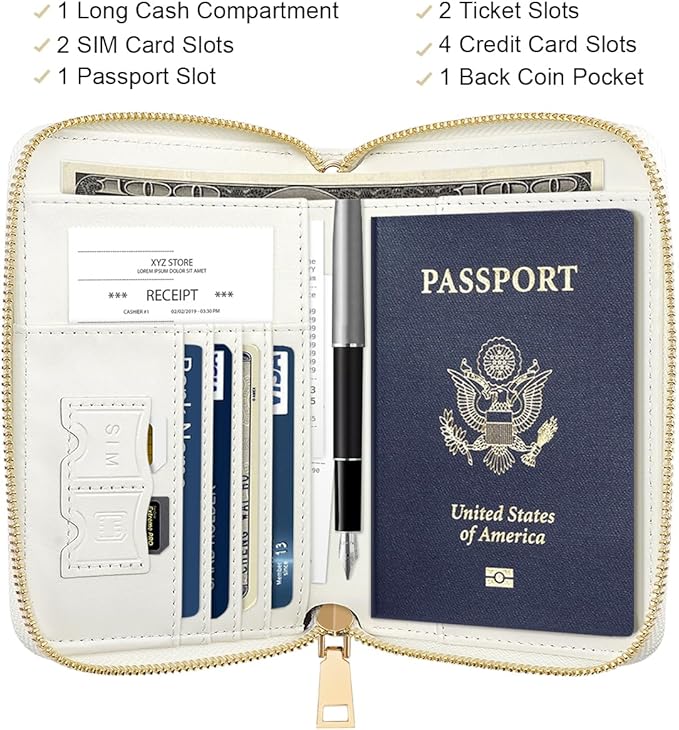 Passport Holder for Travel Personalized Passport Holder Initial Letter Rose Flower RFID Blocking Travel Wallets Credit Cards Holder for Women Men, White J