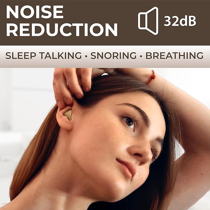 Peace&Quiet PQ Sleeping Ear Plugs Silicone - 28 Wax Moldable EarPlugs for Sleeping Noise Cancelling for Swimming, Sound Blocking Level 32 Db, (30 Silicone Earplugs), Color: Skin Tone