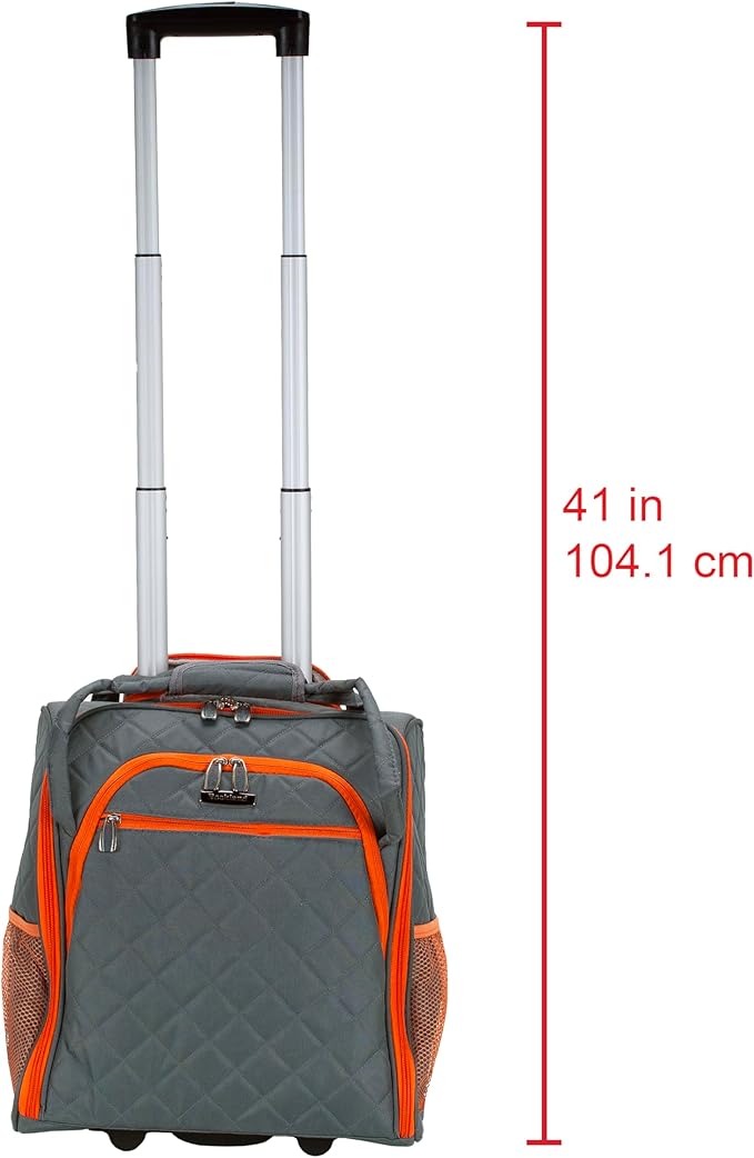 Rockland Melrose Upright Wheeled Underseater Carry-On Luggage, Charcoal