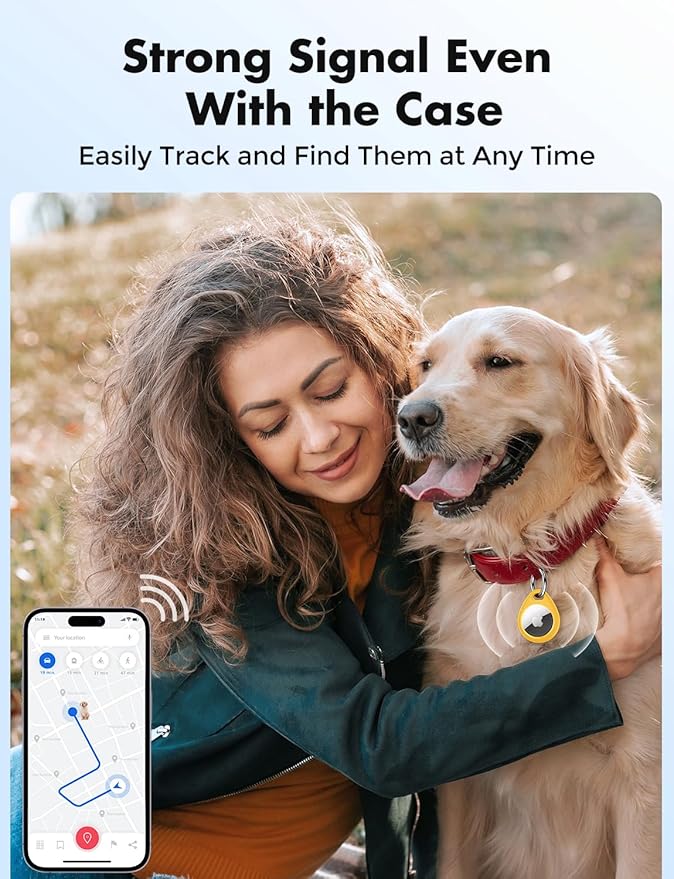 UNBREAKcable Holder for Apple AirTag - 4 Pack [Fit Tightly Design] [Easy to Install] [Hold Air Tag Securely] Waterproof TPU Shell Protective Case with All Metal Keychain Key Ring Clip
