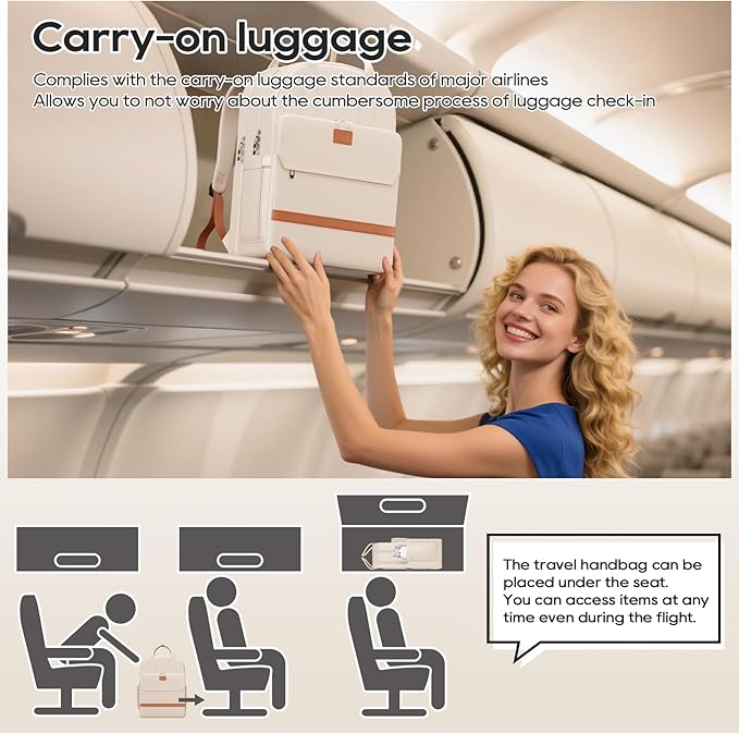 imiomo Hard Shell 20 Inch Carry on Luggage 3 Piece Set with Travel Backpack, Lightweight Hardside Carry-On Suitcase with Spinner Wheels and TSA Lock, Beige