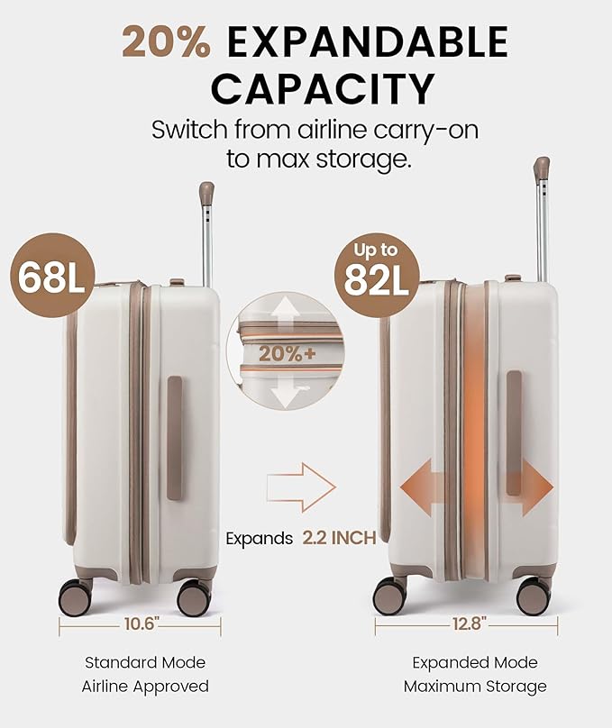 LOVEVOOK 24 Inch Medium Check In Luggage, Expandable Hard Shell Suitcase with Spinner Wheels, USB Charging Port & Front Pocket, PC Hardside Rolling Luggage with TSA Lock for 4-7 Days Travel