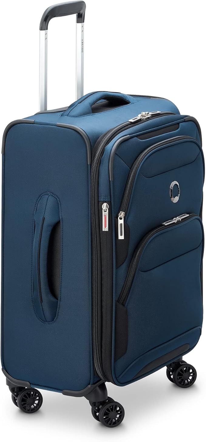 DELSEY PARIS Sky Max 2.0 Softside Expandable Luggage with Spinner Wheels, Blue, 2-Piece Set (21/Duffle)