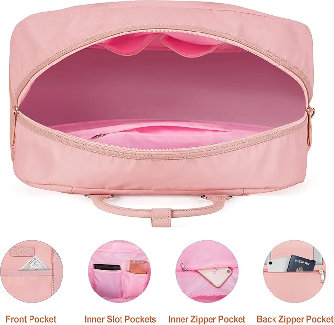 Weekender Bag for Women, Large Overnight Bag Canvas Travel Duffel Bag Carry On Tote with Shoe Compartment 21" 3Pcs Set