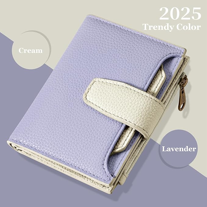 Airkit Small Wallet Women RFID Blocking Soft Leather Bifold Compact Card Holder Wallet for Women with Zipper Coin Pocket 4 ID Window