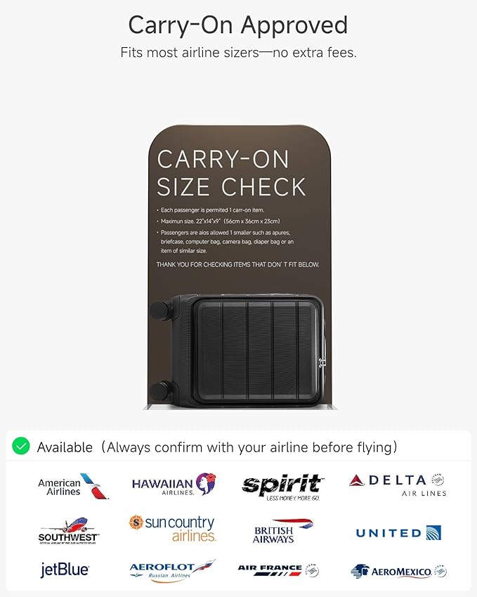 Carry On Luggage 22x14x9 Airline Approved, Hardside Spinner Suitcase with Front Pocket for Laptop, TSA Lock & Silent Wheels (20 in, White)