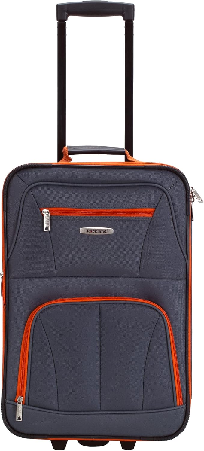 Rockland Journey Softside Upright Luggage Set, Expandable, Charcoal, 4-Piece (14/19/24/28)