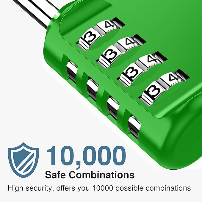 Puroma 2 Pack Combination Lock for Locker 4 Digit Outdoor Waterproof Padlock for School, Gym, Sports, Fence, Toolbox, Gate, Case, Outdoor, Hasp Storage, Cabinets (Green)