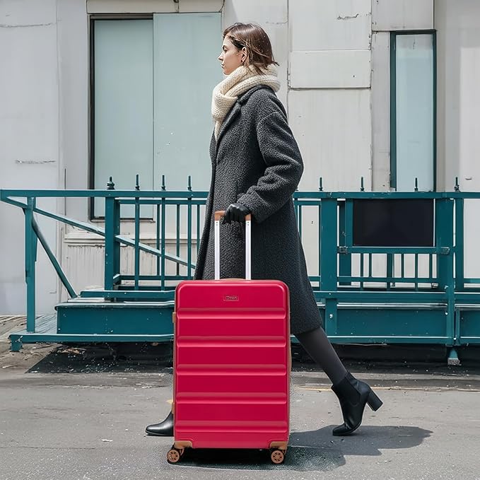 Luggage Sets 5 Piece, Suitcases with Wheels,ABS Hard Case Luggage with TSA Lock Spinner Wheels,Carry On Luggage Set (Red,20/24/28 Inch)
