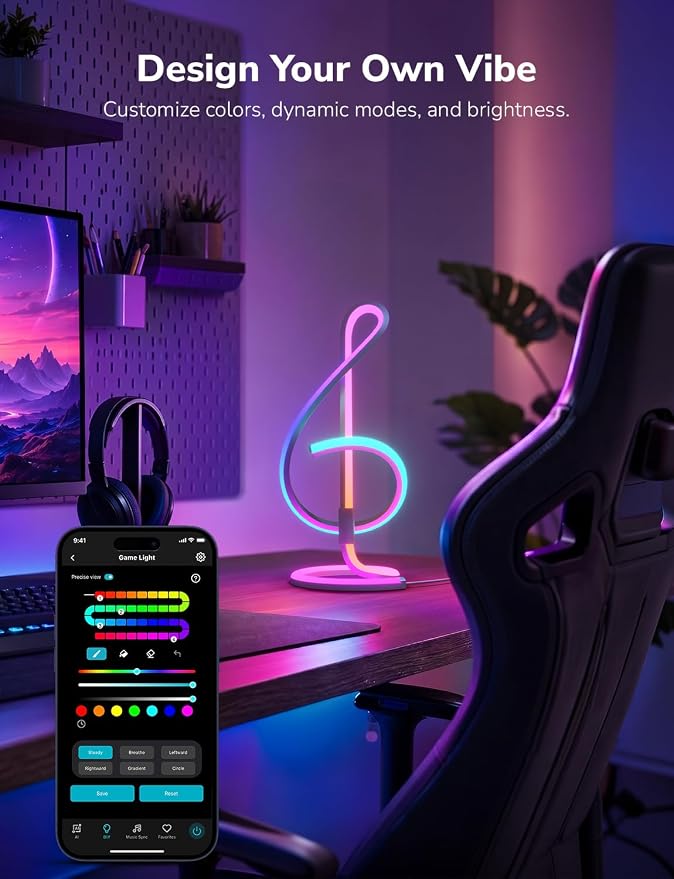Lepro TB2 AI Smart Table Lamp, RGB+IC Modern Treble Clef Spiral Desk Light | Music Sync, Segmented DIY, Works with Alexa Google Home, APP Control LED Color Changing Mood Lighting, 2.4 GHz WiFi/Bluetooth