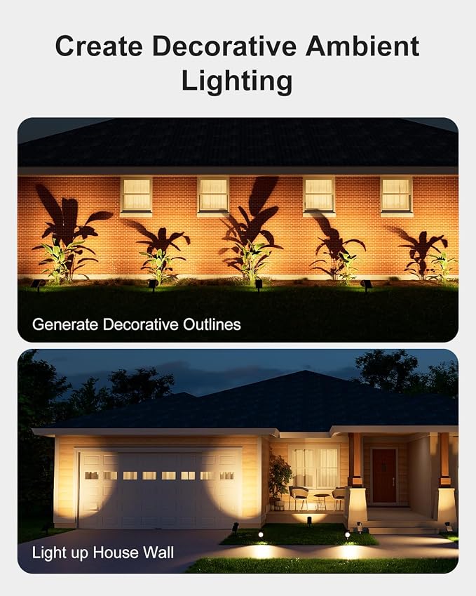 2 Pack Solar Spot Lights Outdoor Warm White LED Waterproof Landscape Lamp | 2 Modes Lighting, Large Size Power Panel, 12 Hrs Lasting Working, Bright Illuminated Flag, Tree, Flower, Lawn, Garden, Yard