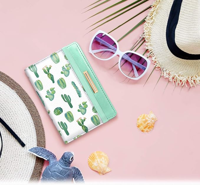 Passport Holder Cover,Traveling Passport Case Cute Passport Wallet for Women,Cactus