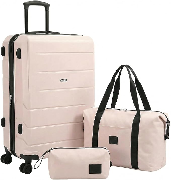 Hoteel Luggage Sets 3 Piece, 4-Yr Warranty, PC+ABS Hard Shell Expandable Suitcases with Wheels, TSA Aproved Lock and Carry on Bags, Travel Suit Case Set for Men and Women, (3-Piece, Beige)