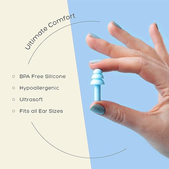 Soft Ear Plugs for Sleeping Noise Reduction, Made of Silicone, Suitable for Sleeping & Swimming, Soft Reusable Earplugs for Noise Reduction, Adjustable Size for Concerts & Snoring (3 Pairs)