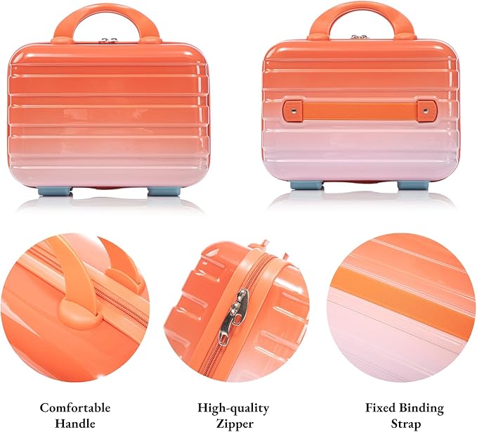 Gradient Red-Blue Luggage Set 14" & 20" - 2 Piece PC Spinner Wheel Suitcases with Combination Lock, Lightweight Carry On for Business & Vacation