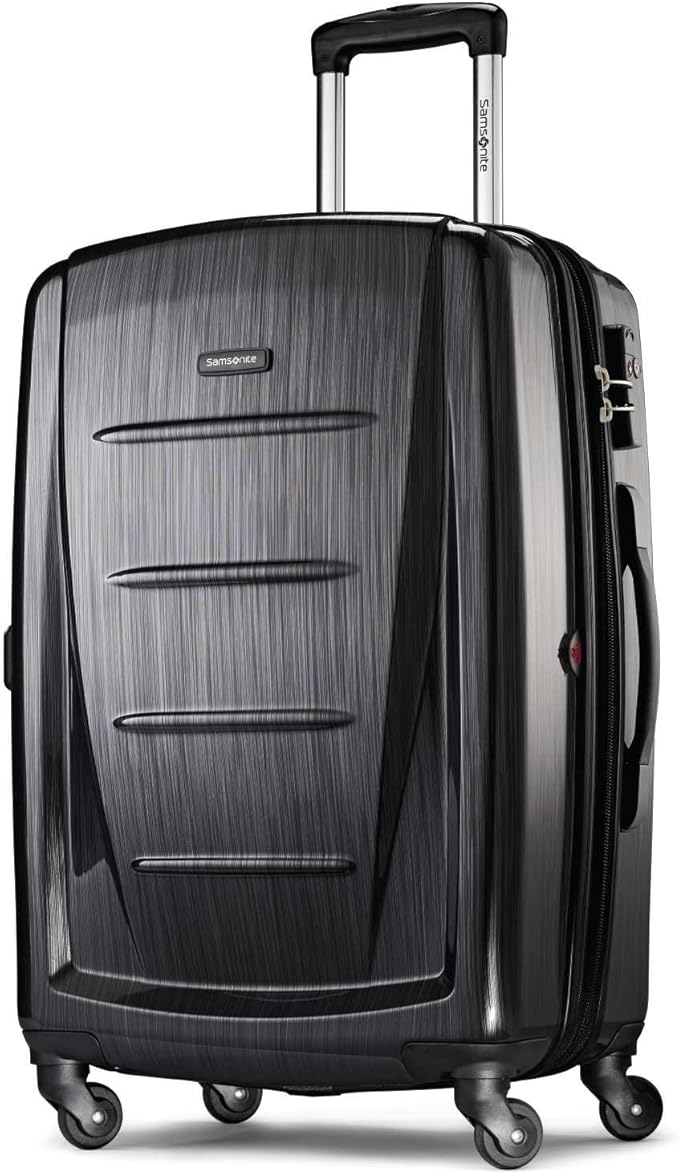 Samsonite Winfield 2 Hardside Expandable Luggage with Spinner Wheels, Brushed Anthracite, Checked-Medium 24-Inch