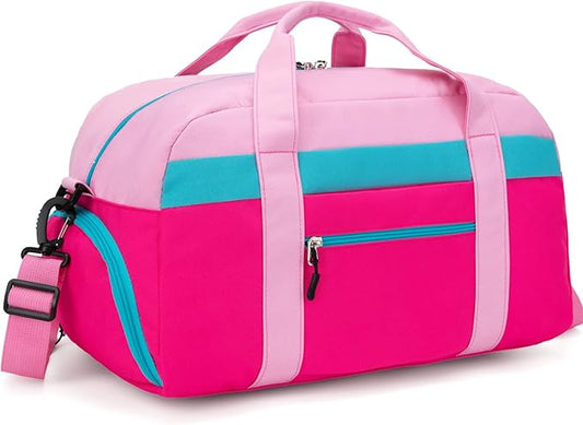 HawLander Kids Duffle Bag for Boys or Girls, Fit Sports Practice, or Overnight Travel Weekend (Pink)