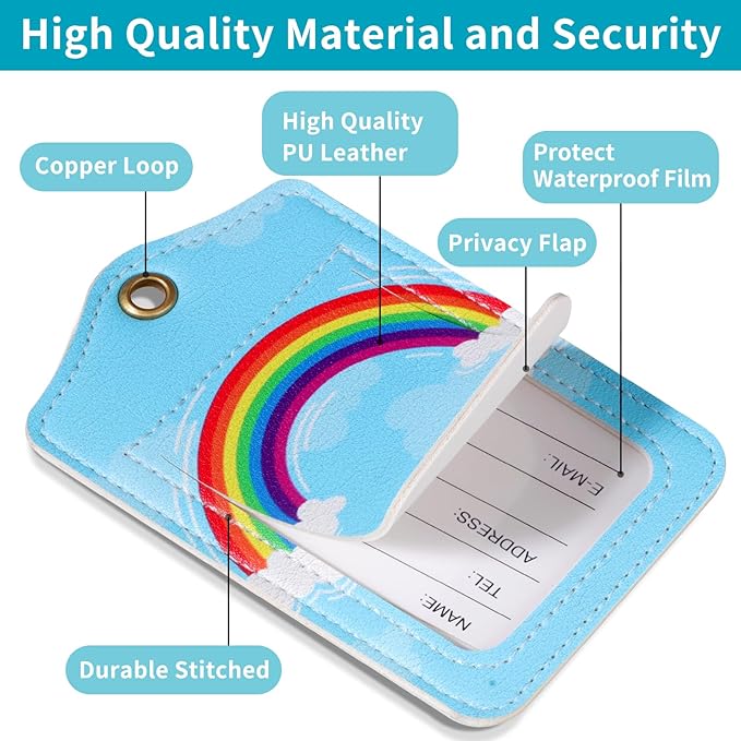 Fishent Luggage Tag, 3 Pack Travel Cruise Luggage Tags for Suitcases, Cute Suitcase Tags Identifiers Bag Tags with Privacy Flap, Baggage Name Tag for Women Men Luggage Backpack Handbag School Bag