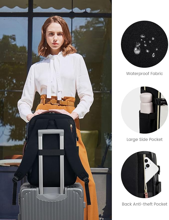 LOVEVOOK 50L Travel Backpack for Women Flight Approved, Carry on Backpack for Airplanes, TSA Personal Item Travel Bag, Waterproof 18 Inch Laptop Backpack, Business Weekender Overnight Daypack, 4Pcs