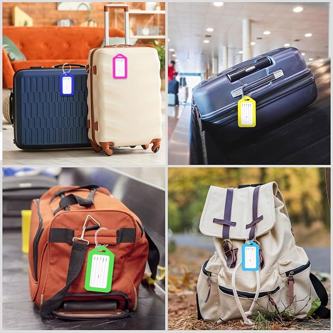 18 Pack Luggage Tag Bright Luggage Tags for Suitcases Bag Tags Name Tags for Kids Travel Accessories Must Haves by Sodsay (White)
