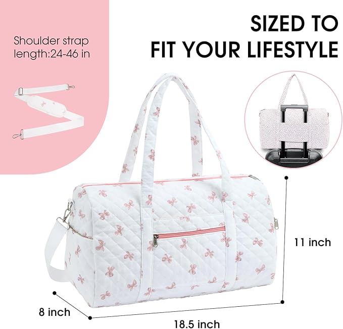 Duffle Bag, Gym Bag for Women, Quilted Duffle Bags, Travel Large Capacity Floral Weekender Bags