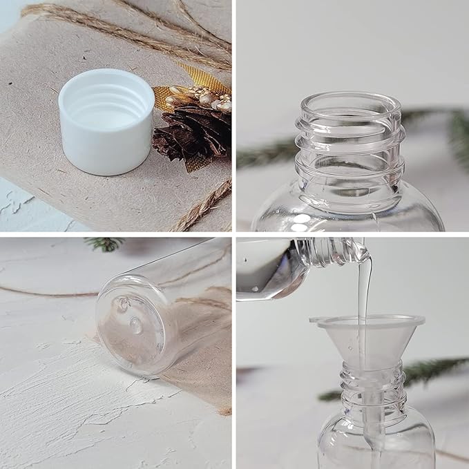 4pcs Travel Bottles,100ml Refillable Clear Empty Plastic Travel Size Containers Bottles with Screw Lids for Toiletries,Soap,Shampoo and Conditioner