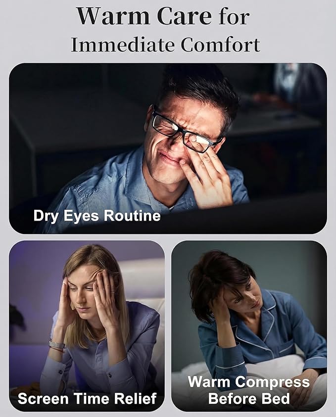 Heated Eye Mask for Dry Eyes - Silk Cordless Warm Eye Compress Moist Heat, FSA Eligible, Eye Heating Pad for Stye Treatment, Tired Eyes, Sleep, Travel, Washable, Rechargeable, Blue