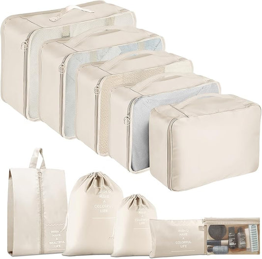 Packing Cubes for Travel-10 Set Luggage Organizer Bags for Family, Mesh Breathable Packing Cubes for Suitcases Durable Travel Essentials Bags Set