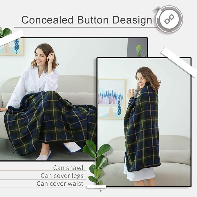 XING YE CHUAN Fleece Wearable Blanket, Comfy Poncho Throw with Buttons, Plush Sleeveless Blankets, for Women Cape Wrap Cover…